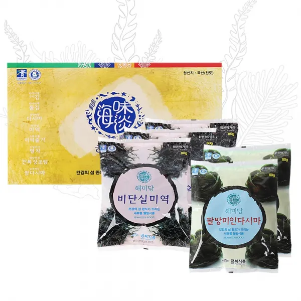맑은먹거리 바다채소선물세트 NO8 [비단실미역80g*3봉+팔방미인다시마80g*2봉], 99999개