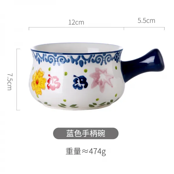 무드 손잡이가 있다 노르딕 있음 그릇을 깨뜨리다 전자렌지 전용 싱글 독창적 큐트 의 자기식기 인싸템, 나비연화 -손잡이다 -600ml