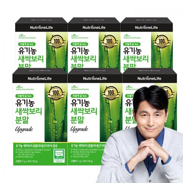 뉴트리원 프리미엄 유기농 새싹보리 분말 어린잎 금속이물 불검출 폴리코사놀 클로로필 스틱 최첨단에어분쇄, 6box(6개월분), 30포