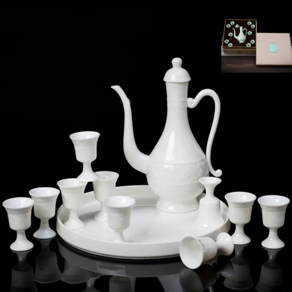 전통 화이트 바이주잔 백주잔 고량주잔 중국술잔 선물세트