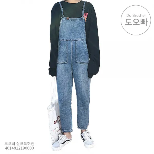 도오빠 여자청바지 여성 청바지 데님 오버롤 멜빵바지 멜빵 바지 뽀빠이 카우걸 툴링 턱받이 루즈핏 스트랩 뚜찌빠찌 미니언즈 카우보이 직장인 대학생 의류 옷 패션 봄 가을 환절기 간절기 코디 기본 베이직