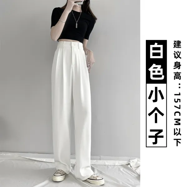 유니 에이(UNI A) 하이웨스트슬림슬랙스와이드팬츠 화이트 정장바지 여성 여름 얇은 타입 스트레이트핏 일자 루즈핏 드롭