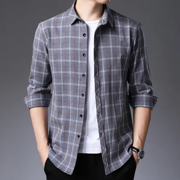 심쿵직구 남성 데이트 스타일 슬림핏 어텀 캐주얼 긴팔 체크 셔츠