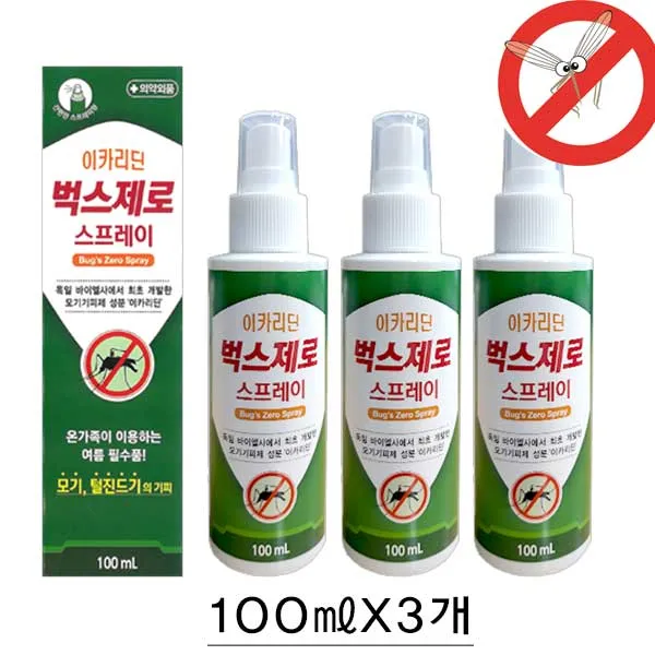 벅스 제로 (이카리딘) 100ml 스프레이형 모기 털진드기 기피제, 3개, 100ml