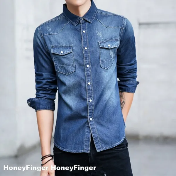 허니핑걸 남성 데님 셔츠 Hl924