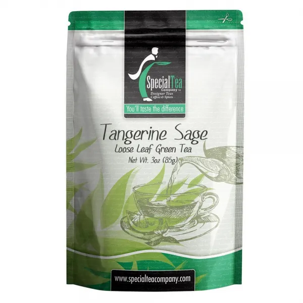 Special Tea Company 귤 세이지 느슨한 잎 녹차 3oz, 선택, 상세설명참조