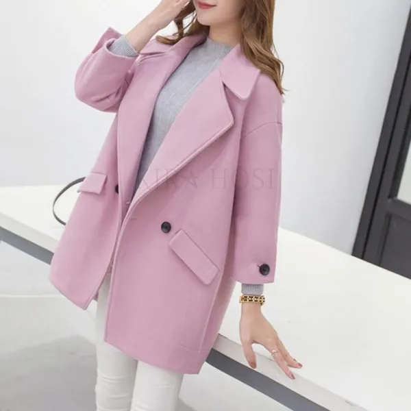 Kirahosi 롱코트 가을 겨울 여성 모직 캐시미어 롱코트 자켓 아우터 슬림핏 코트 110 309 Fzjv2gh