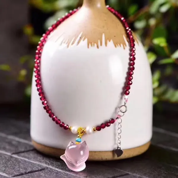 스마트영 팬던트목걸이 발광 천연 펜던트 여성 여우신령호 모집 왕성함 팔찌 복숭아꽃 부부의 인연