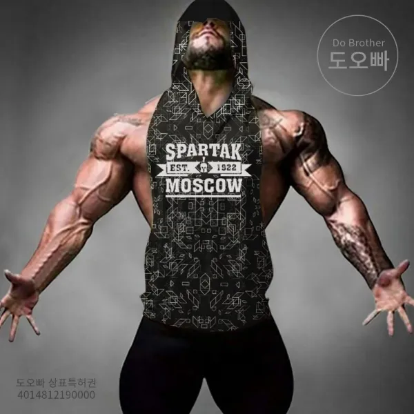 도오빠 남성 후드티 민소매 스포츠 헬스 조끼 스트레칭 캐주얼 봄 여름 훈련 남자후드티 남자후드조끼