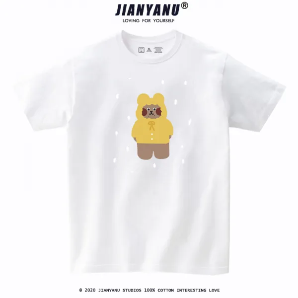 DIPYLON 짱구 반팔티셔츠 기록적인 우천 곰돌이 반팔 티 귀여운 소녀 캐릭터 일계 여, 4XL