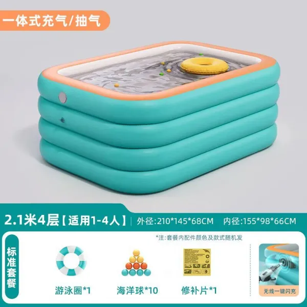 풀장 정원 물놀이 전체적인 Q자동 타이어공기주입 가정타입 수영 집 여름 워터풀 두꺼운, T03-iJUS두꺼운 2.1미터 4단 표