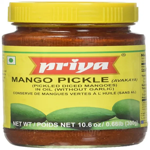 Single Pack 300 Gm Without Garlic Priya Mango Pickle Avakaya 10.6oz 프리 야 망고 피클 Avakaya 3 1