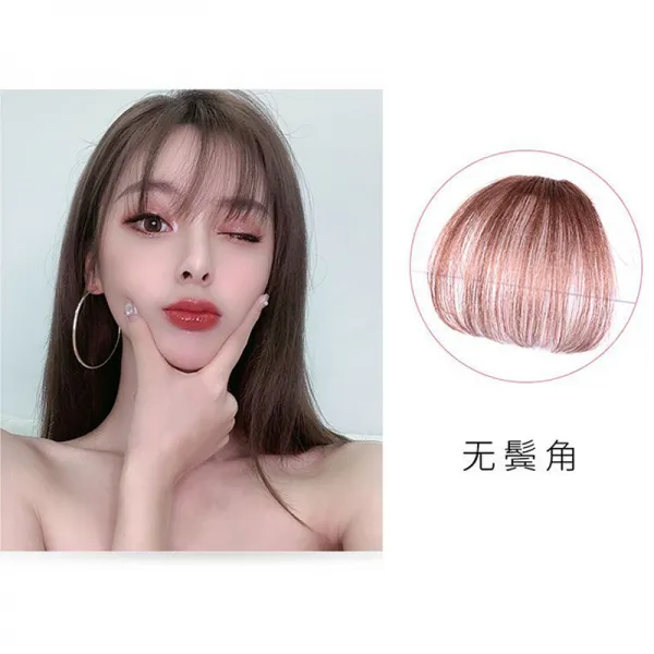 가발 공기 앞머리 여 네츄럴 네트 레드 얇고 사실적으로 얼굴 보정 히든 자국 없이 텁수룩하게, 1, 블랙 갈색 무증정 고무줄