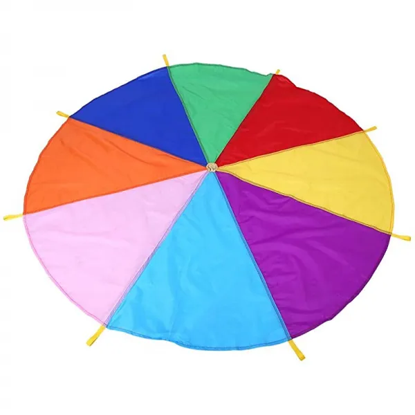 8 핸들 2m 직경의 아이들이 레인보우 아웃도어 팀워크 게임 낙하산 다색 장난감을 연주한다 상세페이지 참조