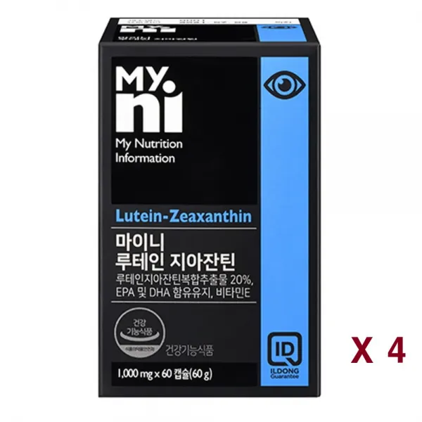 마이니 루테인 지아잔틴 아스타잔틴 눈건강 황반 마리골드꽃 오메가3 비타민e 헤마토코쿠스 금잔화 빌베리 노안 눈피로 영양제 부모님 청소년 수험생 4통 60캡슐
