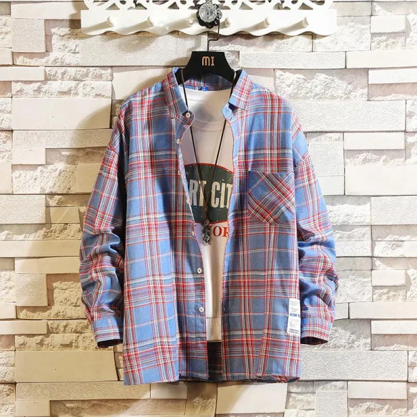 빅피플 긴팔 이너 셔츠 Sa2704 코트 빅사이즈 체크 남자