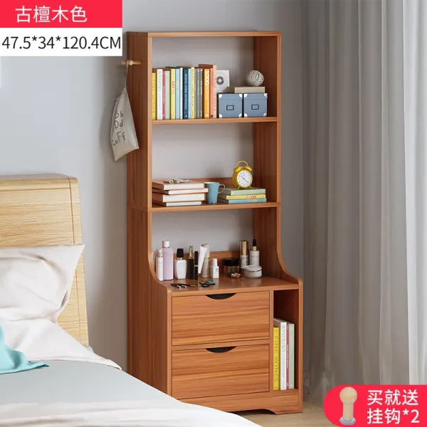 침대머리 침대가장자리 서랍형수납장 궤 가케이스 거실 장식장 코너장 있음 책꽂이, 고단목 색상 삼층