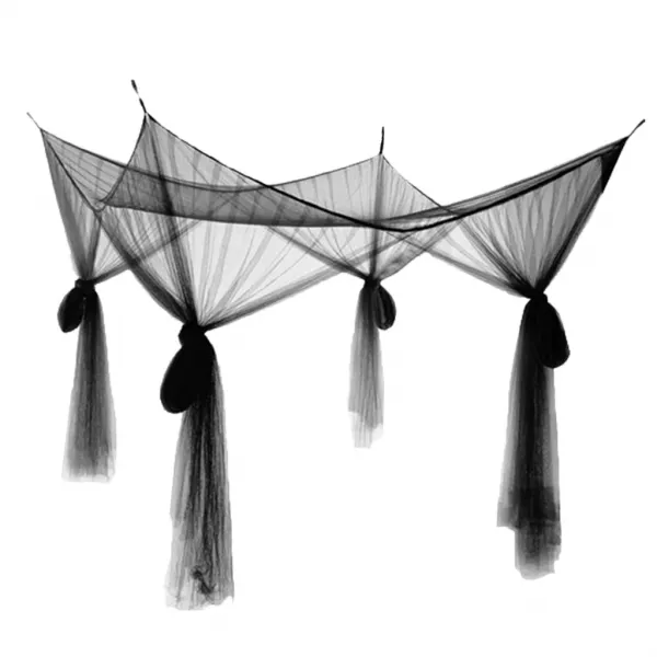 STK 4 코너 포스트 침대 캐노피 모기장 침실 교수형 침대 Valance 화이트, 블랙