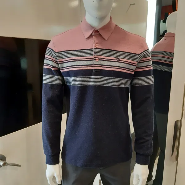 임페리얼 동아강북 20FW 남성 겨울 스트라이프 카라 티셔츠(ITA1405), 네이비