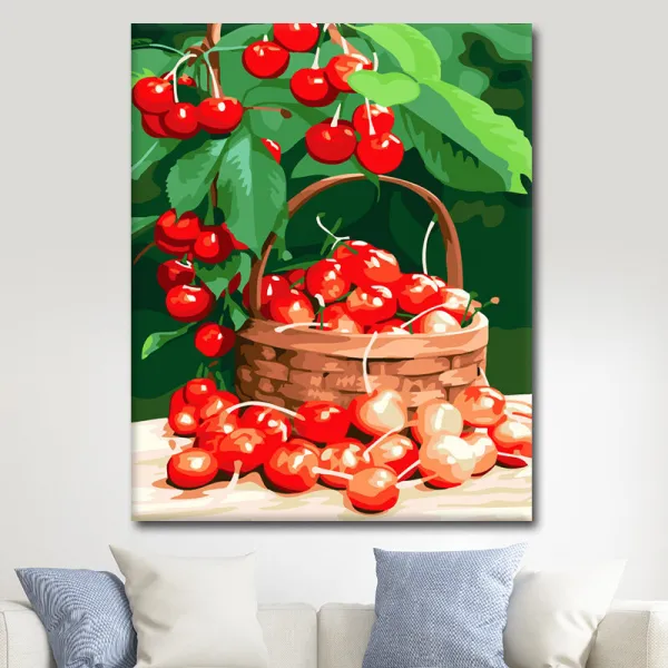 숫자 채우다 기름 그림 diy 채 워 넣다 그림 그리다 현대 장식 그림 식당 거실 디지털 유화 앵두 100 * 120 cm 자체 조합 내 상자 2 채 하 이 라이트 환경보호 물감