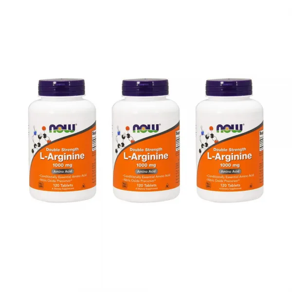 Now Foods L-Arginine 1000mg, 120 Tablets (Pack of 3), 120개입, 3개