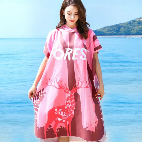 CHARS 망토 목욕수건 여 비치 속건 가운 후드 잠수수영타월 온천수건, 순회색 공기 망주머니