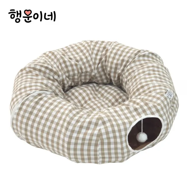 [행운이네] 고양이 숨숨터널 터널하우스 장난감 숨숨집, 1개, 베이지