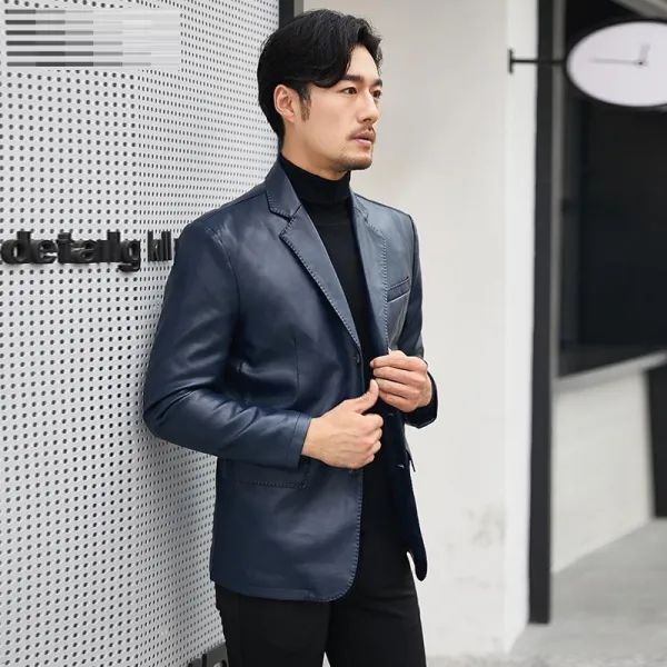 Qterra(특허브랜드) p190328212 남성 가죽자켓 코트 트렌치 아빠옷 점퍼