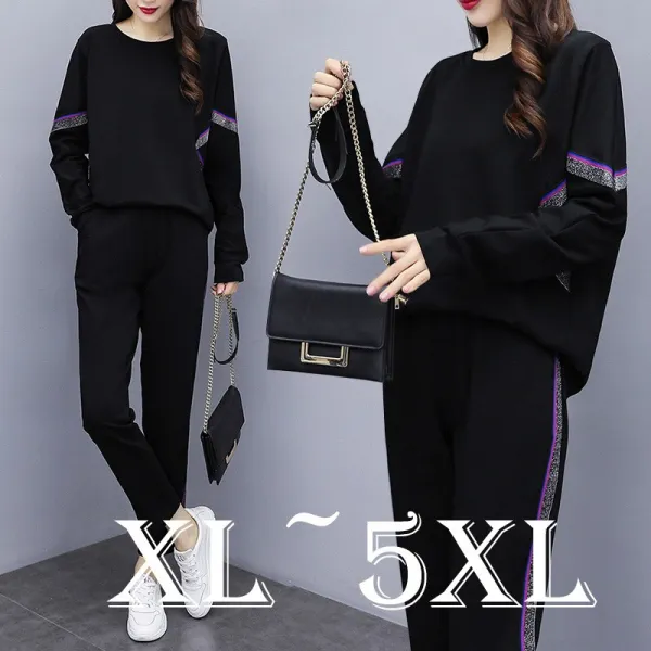 큰언니 1100 빅사이즈 9265 XL~5XL 라인이 예쁜 밴딩 바지 상하세트 세트상품