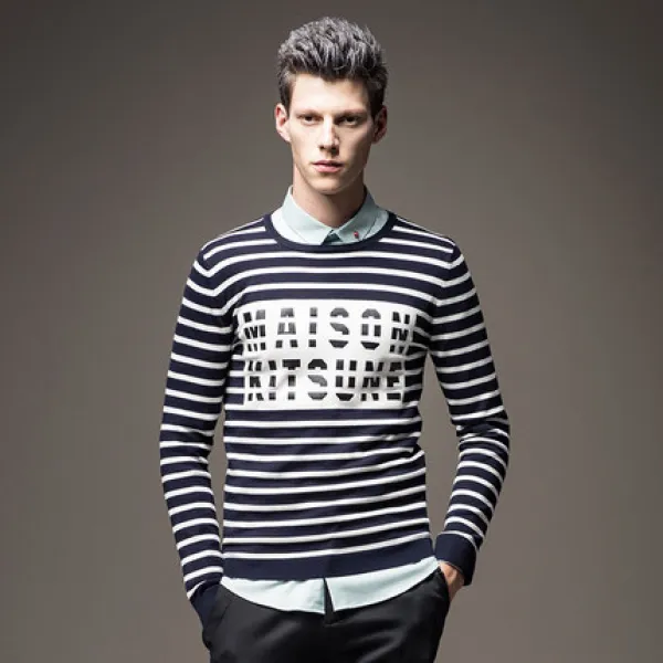  에이아이쇼퍼 남성 라운드 줄무늬 니트 스웨터 89 538555413572_aishop