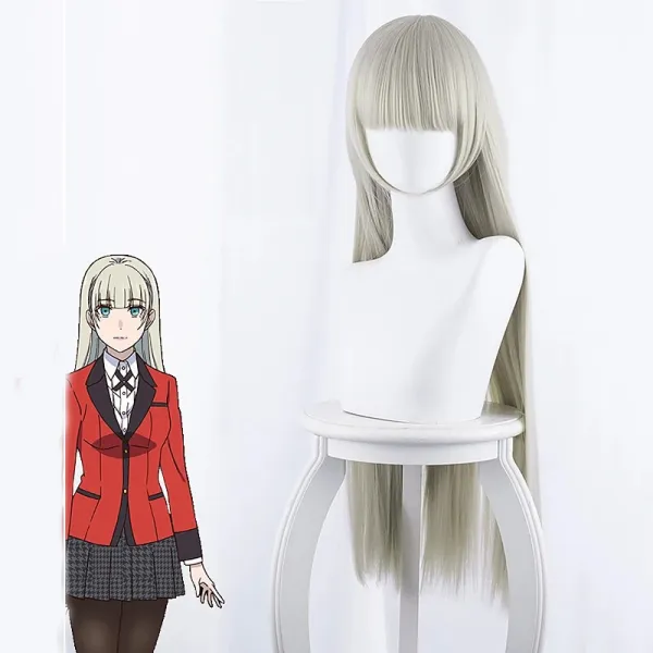 Hairjoy Kakegurui 강박 도박꾼 Momobami Ririka Cosplay 가발 여성 내열성 Anime Neat Bangs 합성 머리 가발 28 Inches_1 Dark Grey_8