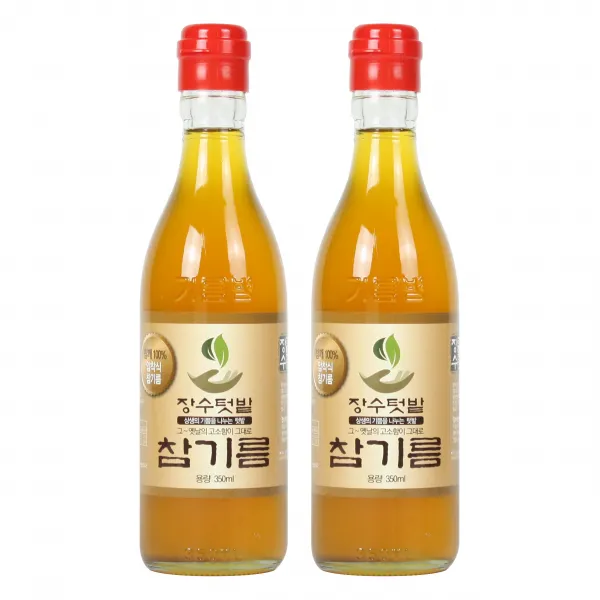 장수텃밭 통참깨100% 옛날 참기름 350ml 2병