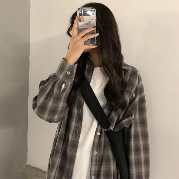 빅피플 빅사이즈 코트 셔츠 루즈핏 긴팔 Sa2741 이너 체크