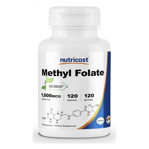 Nutricost 뉴스트코스트 3세대 활성형엽산 B9 1000mcg 120캡슐(병당 약4개월) 임신준비영양제, 1mg, 1병