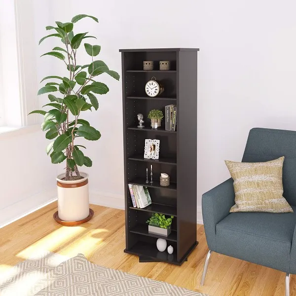 Prepac Two-Sided Spinning Tower Storage Cabinet Black