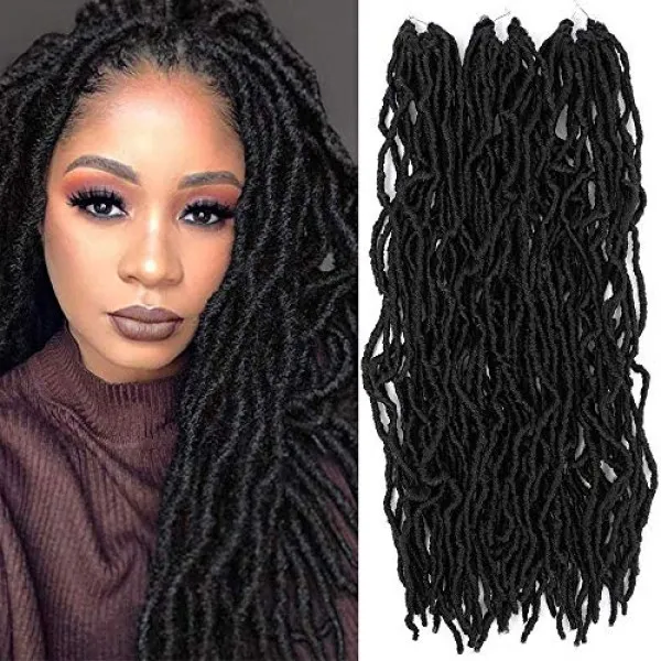 Mfb 6 팩 Nu Locs 18 인치 크로 셰 뜨개질 블레이드 집시 Locs 사전 루프의 여신 험상 곱슬 웨이브 가짜 Locs 크로 셰 뜨개질 단일상품 단일상품