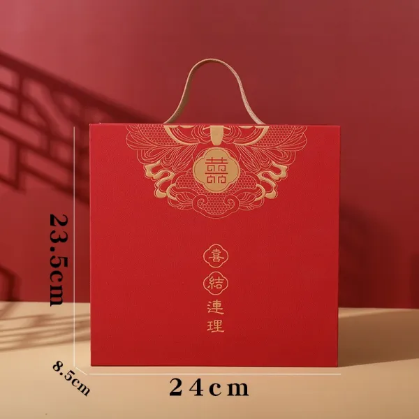 선물박스세트 설탕 상자 결혼 케이스 축하 선물세트 룩 사탕포장지 빈 갑 중국식 경사 봉지 3794488297, 24*23.5*8.5cm, 기쁨이 한데 묶이다 토트 케이스