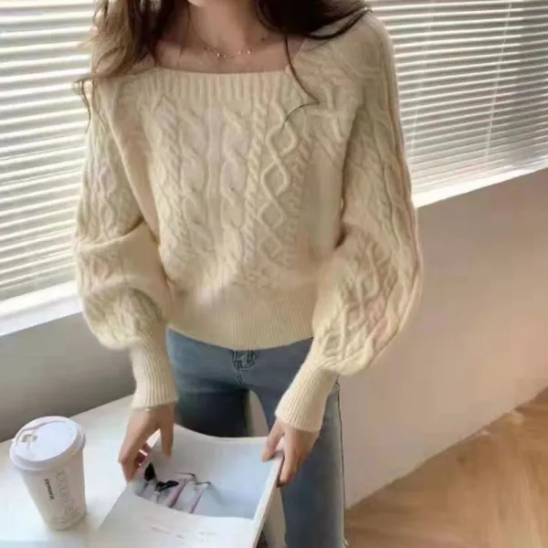 로지 미유 꽈배기 스퀘어 니트