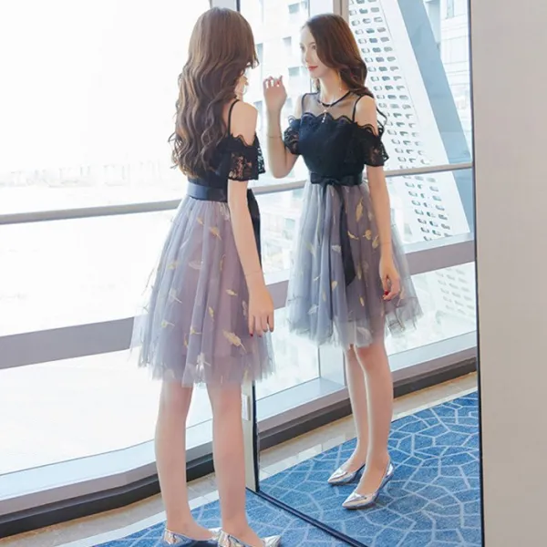 다발로 여성 여름 봄 미니 레이스원피스 예복 뷔스티에 샤틴