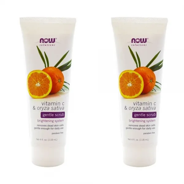 나우푸드 솔루션즈 비타민C 쌀겨 젠틀 스크럽 Gentle Scrub Vitamin C & Oryza Sativa 4oz(118ml) 2팩, 1개