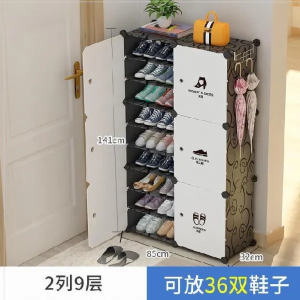 신발장 가정용 대용량 먼지방지 심플 캐비닛 스탠드형 문입구 경제형 조립 스몰사이즈 기숙사 학생, T05-[2열 ]9단(가격 ? 가져가 버리다 칸막이