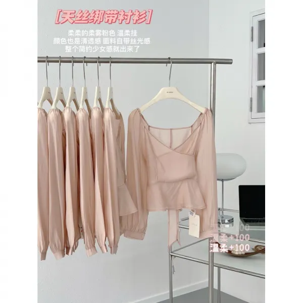 퍼프소매 셔츠 부끄러움을 타다 미풍 아들 불어오다 따뜻함 일찍이 봄 레이스 스트랩 4677725933