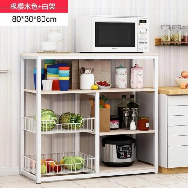 기타주방가전 가정용작은전자제품 창문턱 캐비닛 수납 국다용도 주방 인스타그램 초슬림 연회석테이블 15cm향신료 브러시 아래, T02-A스타일 80CM단풍나무+화이트수납대