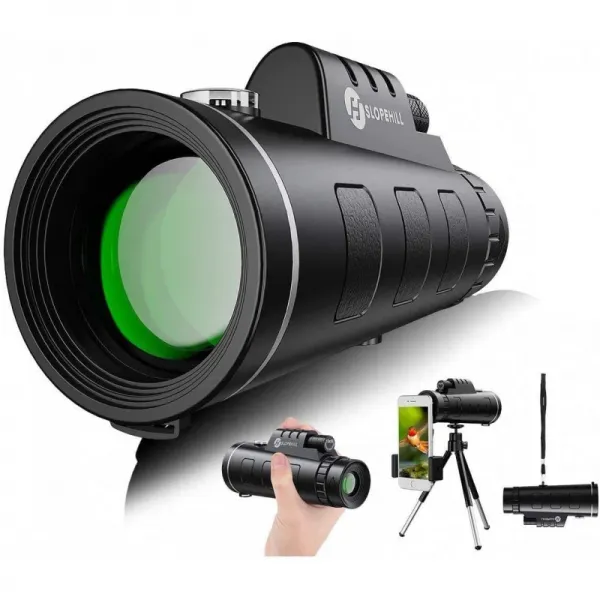 단일망원경 - 12X50 고화질 FMC BAK4 【HD 조류관찰용 단세포】 스마트폰 홀더 & 트라이팟 IPX7 방수 & 캠핑용 에코