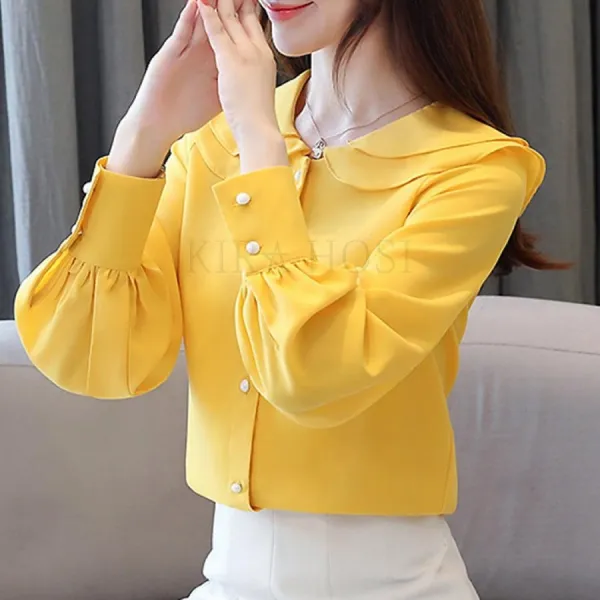 kirahosi 예쁜 블라우스 여성 쉬폰 긴팔 셔츠 슬림 413호+덧신증정 B3nqhqa
