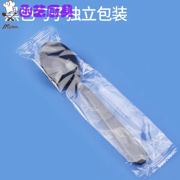 1 회 용 숟가락 플라스틱 두께 의 우 동 그 란 국 자 를 넣 고 긴 숟가락 으로 큰 숟가락 을 떠 서 동 그 란 바가지 로 담 고 디저트 는 숟가락 국 에 두툼 한 검은색 을 넣 고 독립 적 으로 100 마리 담는다.