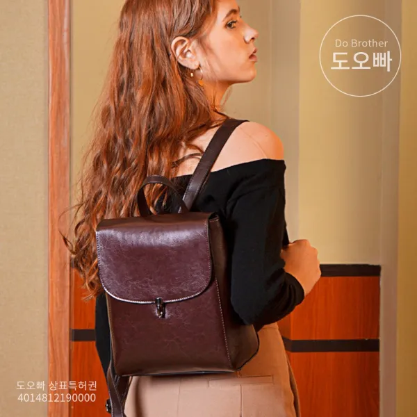 도오빠 여성 가죽 백팩 여자백팩 고급 소가죽 세련된 가방 베낭 패션 데일리백 영국풍 스퀘어백 20대 30대 사계절 직장인 여행 학생 인기템