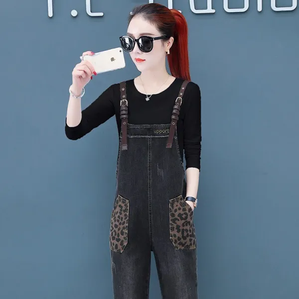 봄 데님 멜빵바지 여성 2020년 신춘복 양기 작은 키 커 보이는 세트