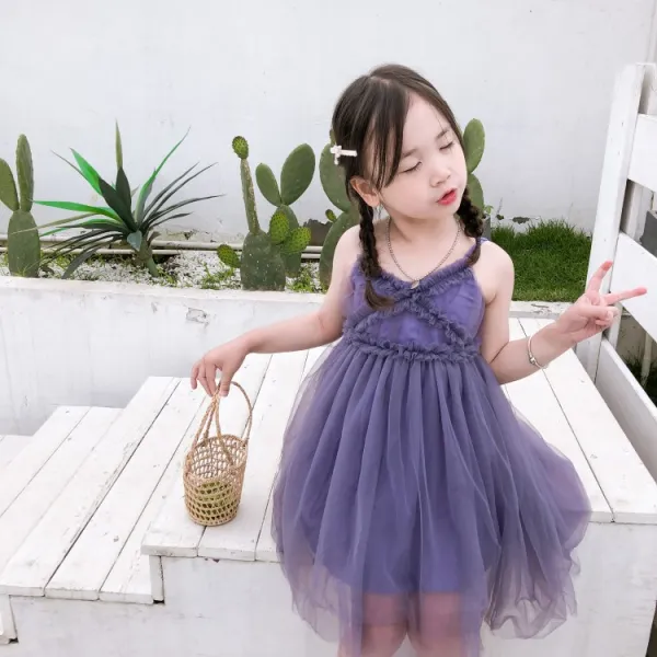 금동 성보 망사 퐁퐁 샤 스커트 나시 공주 원피스