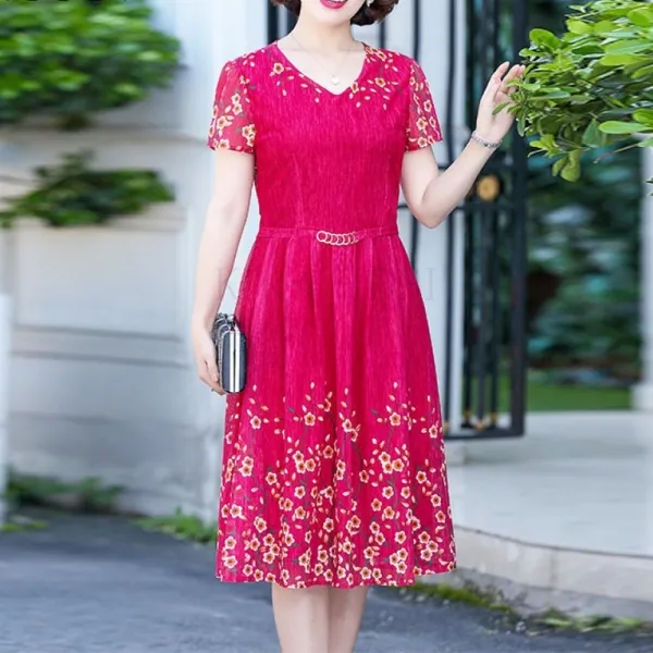 Kirahosi 퀄리티 여름 중년 여성 엄마 반팔 롱 원피스 루즈핏 빅사이즈 여행 365 J 6+스마트 스트랩 증정 Ag8a5sn